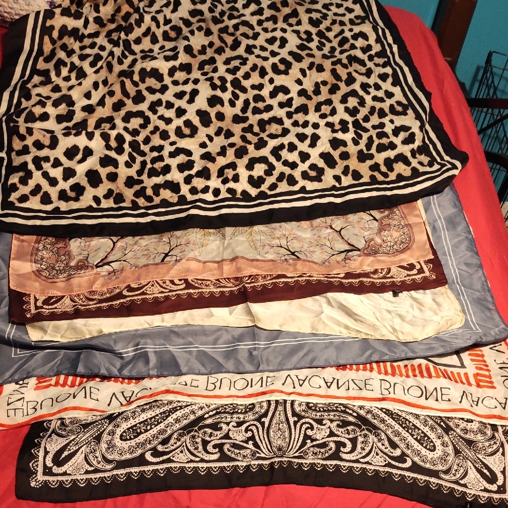 Leopard Print and Paisley Scarves Set
